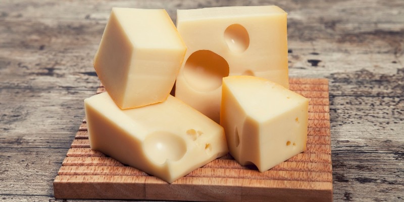 cheese on a wooden block