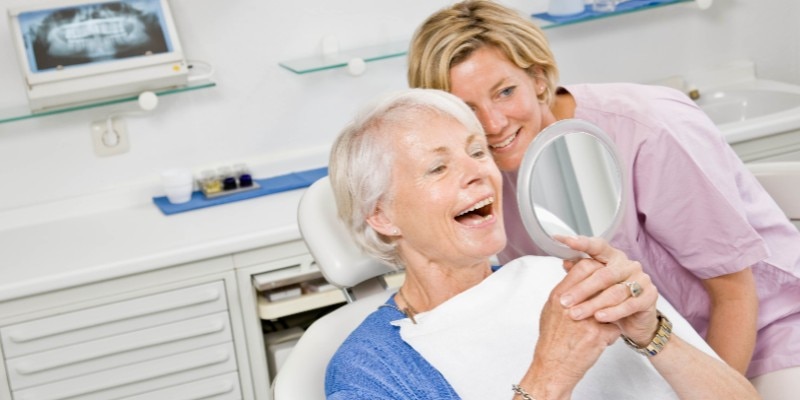 Woman getting new dentures