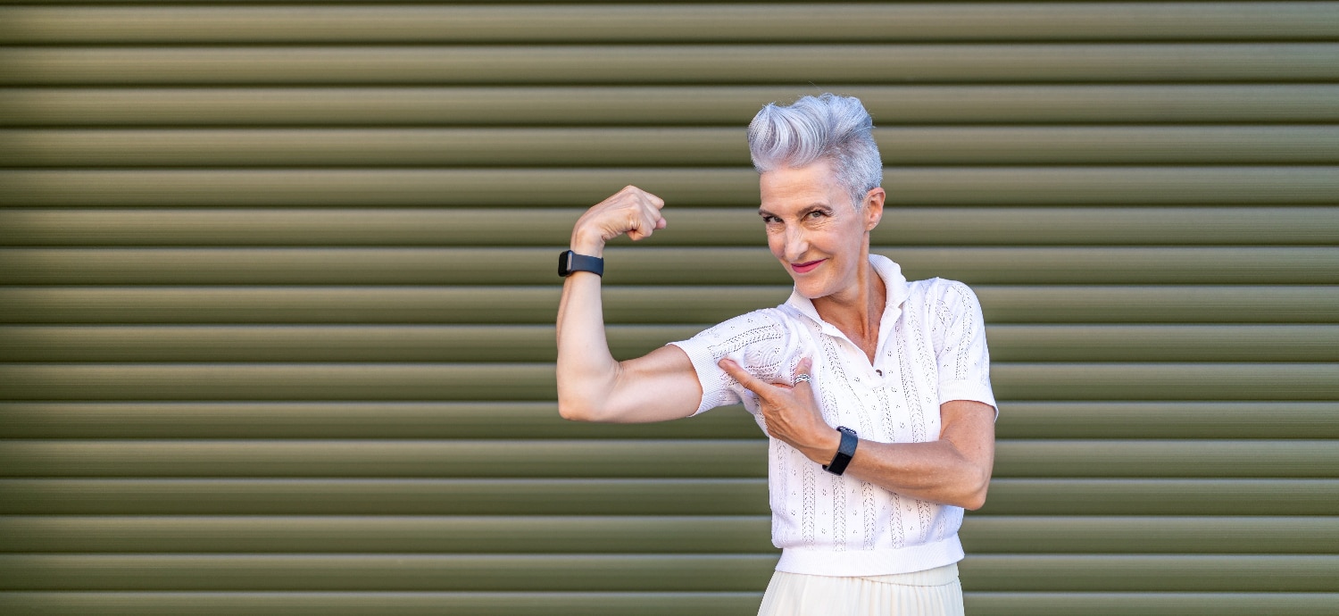 muscle health woman flexing