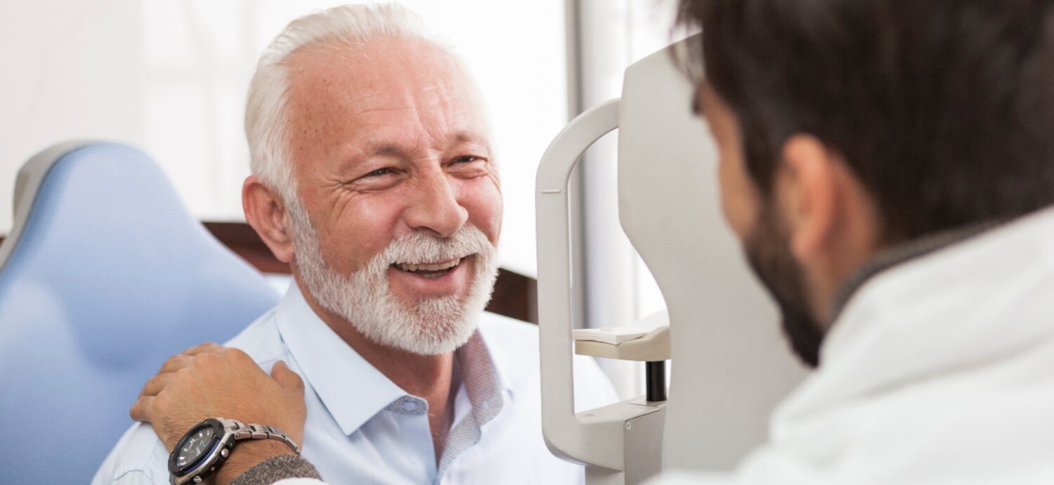 man getting eye test