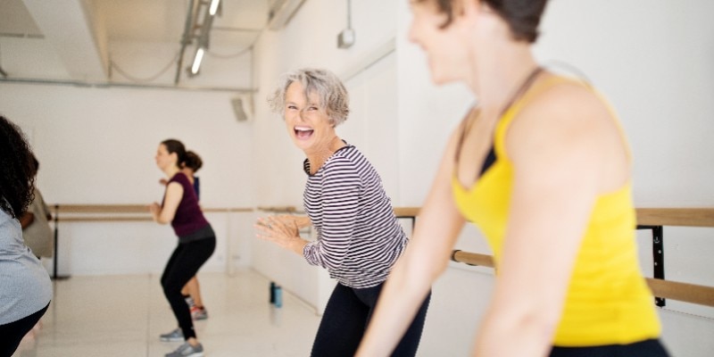 older adult woman dancing