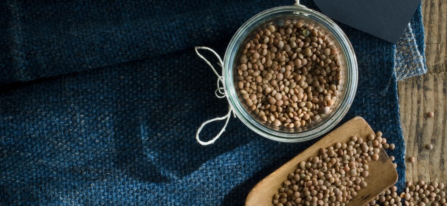 lentils in a jar and spoon